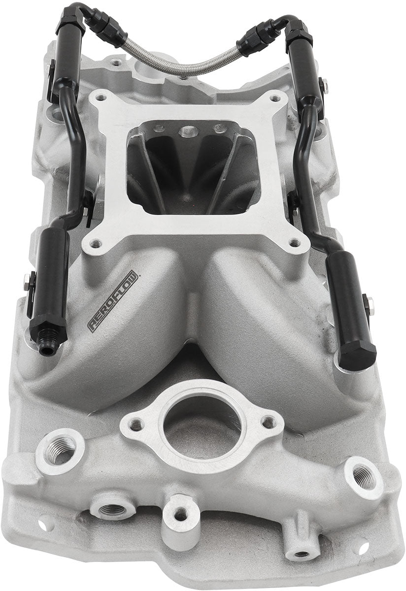 SB Chev EFI Air Gap Single Plane Intake Manifold, Natural Cast Finish   2500 - 7500 RPM, Square Bore Carburettor Pad, Non-EGR
