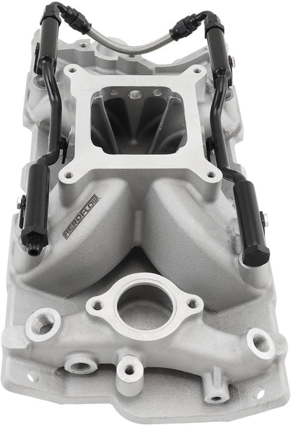 SB Chev EFI Air Gap Single Plane Intake Manifold, Natural Cast Finish   2500 - 7500 RPM, Square Bore Carburettor Pad, Non-EGR