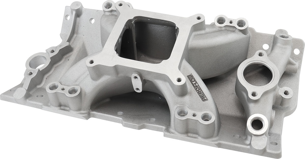 SB Chev EFI Air Gap Single Plane Intake Manifold, Natural Cast Finish   2500 - 7500 RPM, Square Bore Carburettor Pad, Non-EGR