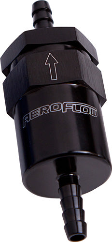 30 Micron Billet Fuel Filter 3/8" Barb   Black Finish. 2" Length