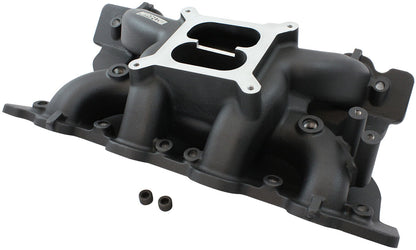 Ford 351 Cleveland Air Gap Dual Plane Intake Manifold, Black Finish   1500 - 6500 RPM, Square Bore Carburettor Pad, Non-EGR, Suits both 2V, 3V & 4V