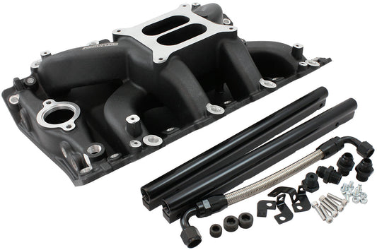 Holden 304 EFI Air Gap Dual Plane Intake Manifold, Black Finish   1500 - 6500 RPM, Square Bore Carburettor Pad, Non-EGR