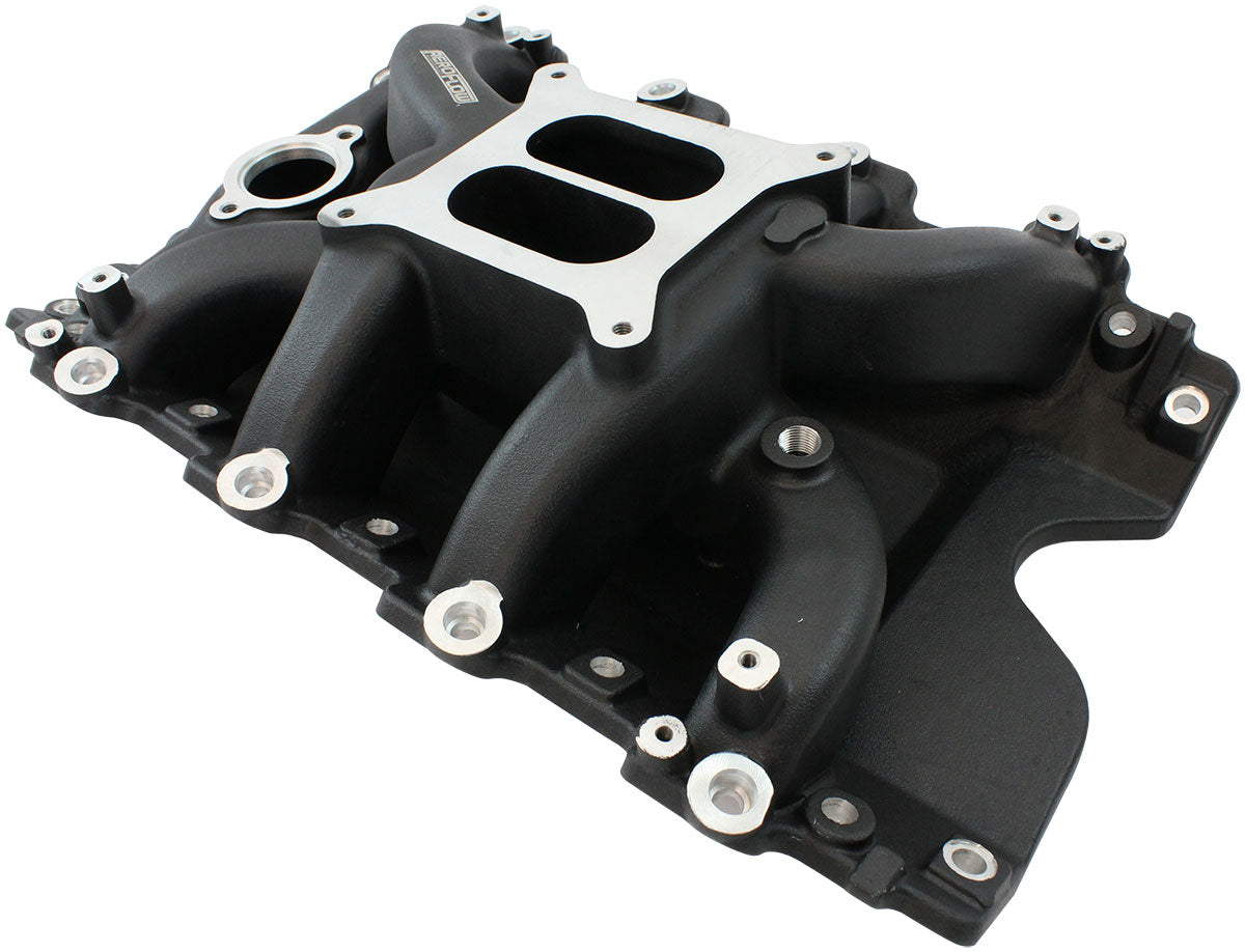 Holden 304 EFI Air Gap Dual Plane Intake Manifold, Black Finish   1500 - 6500 RPM, Square Bore Carburettor Pad, Non-EGR