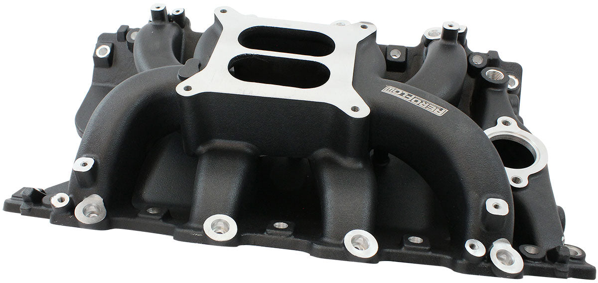 Holden 304 EFI Air Gap Dual Plane Intake Manifold, Black Finish   1500 - 6500 RPM, Square Bore Carburettor Pad, Non-EGR