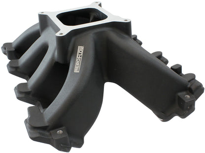 GM LS Cathedral Port Carburettor Hi Rise Single Plane Non-EFI Intake Manifold,Black Finish   4 Barrell 4150 Square Bore Carburettor Pad