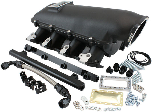 GM LS Cathedral Port Low Rise EFI Modular Intake Manifold, Black Finish   Suit 102mm/105mm Throttle Body & 14mm Short Injectors