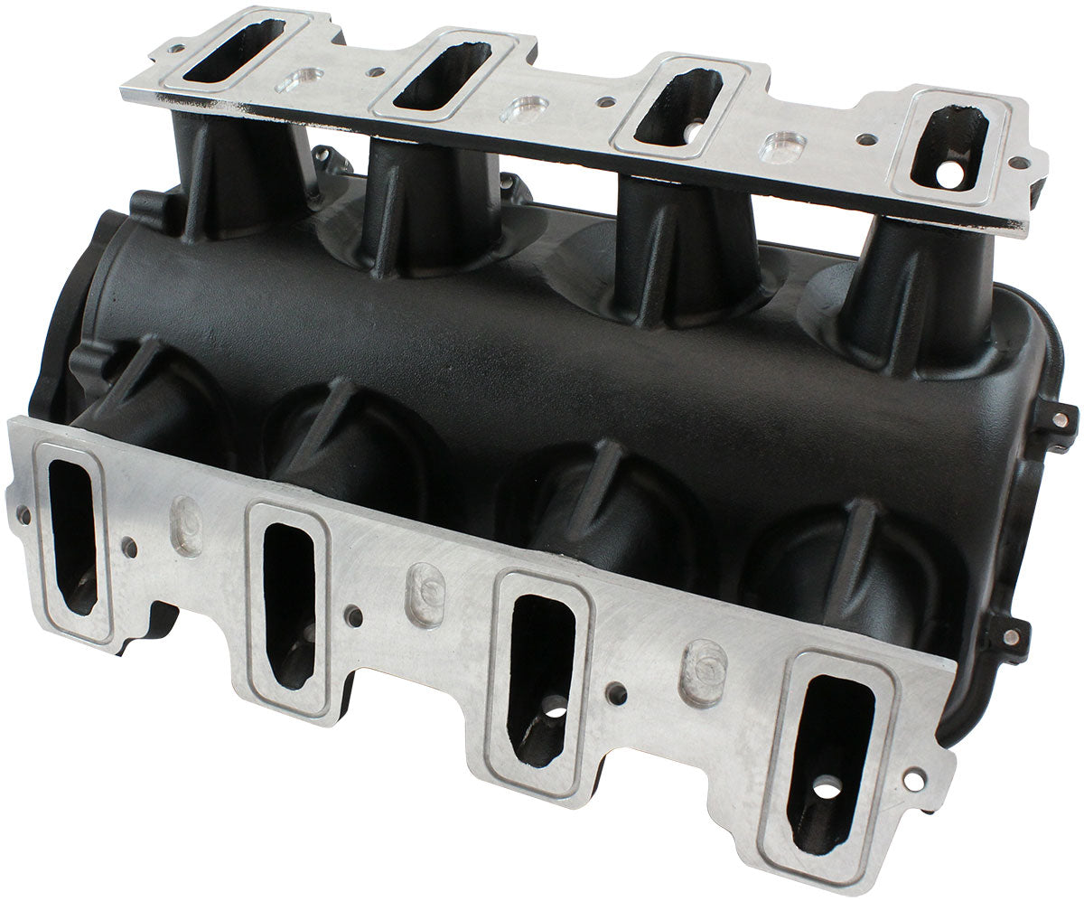 GM LS Cathedral Port Low Rise EFI Modular Intake Manifold, Black Finish   Suit 102mm/105mm Throttle Body & 14mm Short Injectors
