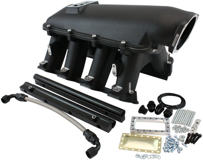 GM LS Rectangle Port Hi Rise EFI Modular Intake Manifold, Black Finish   Suit 102mm/105mm Throttle Body & 14mm Short Injectors