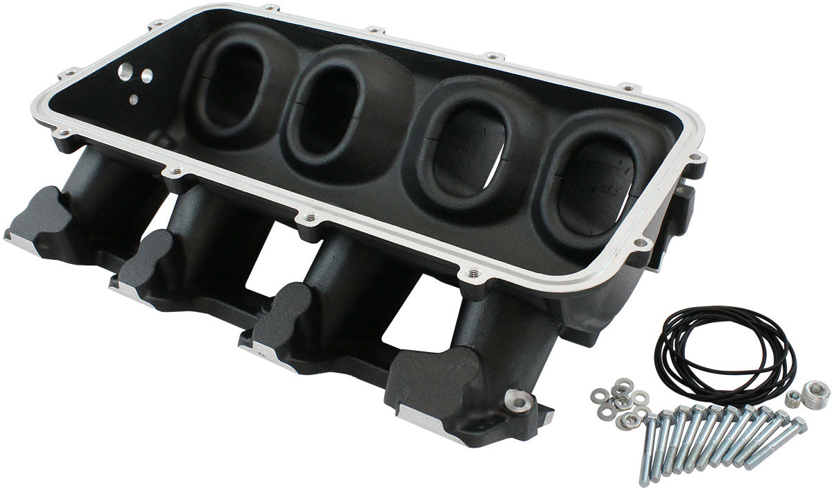 Low Rise NON-EFI GM LSCathedral Port Intake ManifoldBase, Black Finish   Suit Modular Intake Manifolds