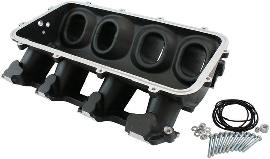 Low Rise NON-EFI GM LSCathedral Port Intake ManifoldBase, Black Finish   Suit Modular Intake Manifolds