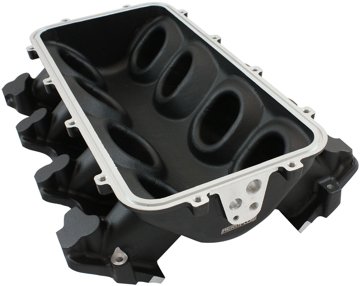 Low Rise NON-EFI GM LSCathedral Port Intake ManifoldBase, Black Finish   Suit Modular Intake Manifolds