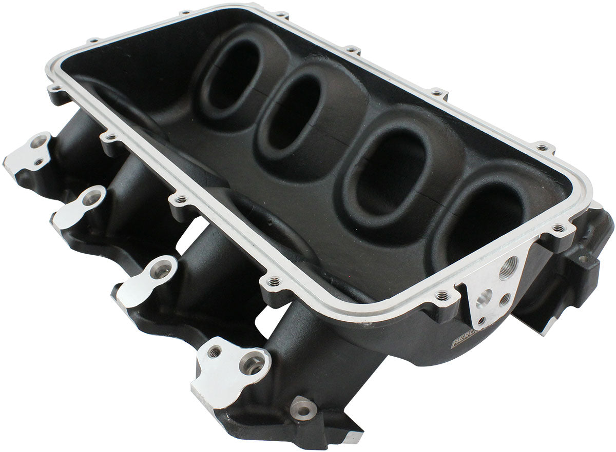 Low Rise EFI GM LS Cathedral Port Intake ManifoldBase, Black Finish   Suit Modular Intake Manifolds