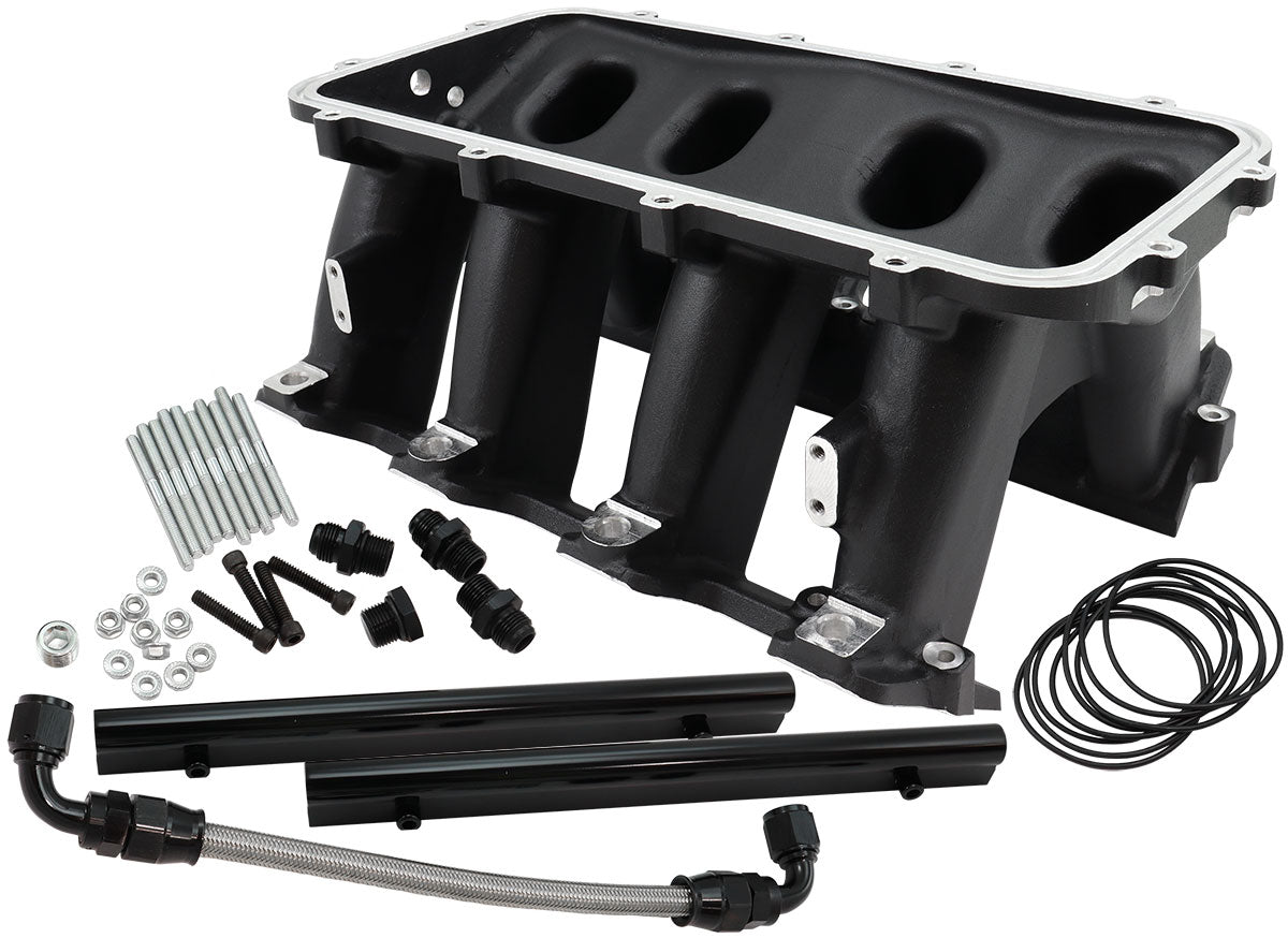 Aeroflow Hi Rise EFI GM LS Cathedral Port Intake Manifold Base, Black Finish   Suit Modular Intake Manifolds
