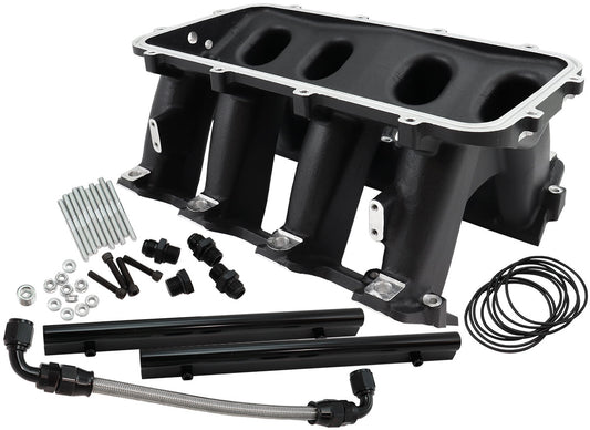 Aeroflow Hi Rise EFI GM LS Cathedral Port Intake Manifold Base, Black Finish   Suit Modular Intake Manifolds