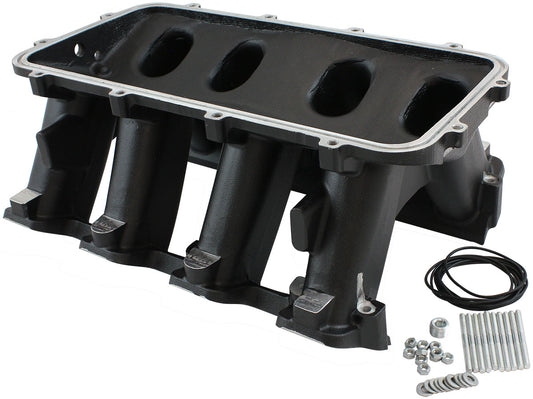 Hi Rise NON-EFI GM LS Rectangle Port Intake ManifoldBase, Black Finish   Suit Modular Intake Manifolds