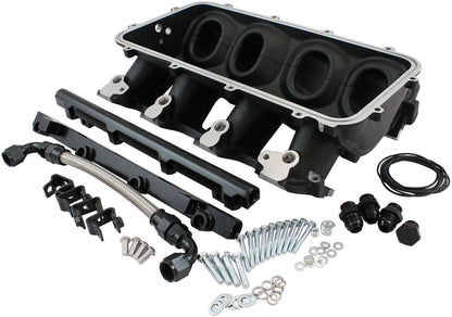 Low Rise EFI GM LS Rectangle Port Intake ManifoldBase, Black Finish   Suit Modular Intake Manifolds