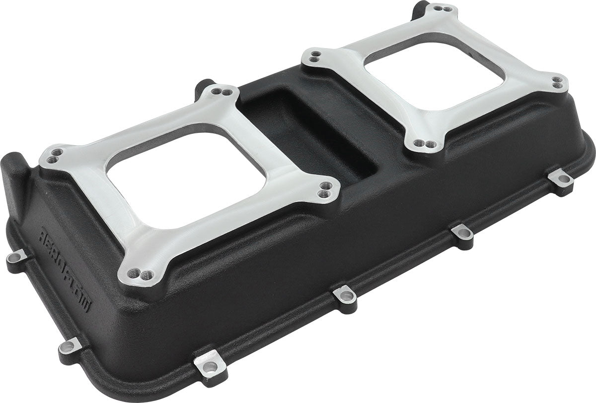 Aeroflow Top Plate with Dual Carburettor Flange For Modular Intake Manifolds, Black Finish  Suit 4150 Square Bore Carbs