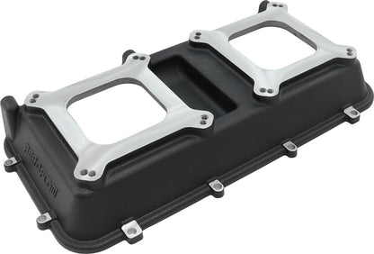 Aeroflow Top Plate with Dual Carburettor Flange For Modular Intake Manifolds, Black Finish  Suit 4150 Square Bore Carbs
