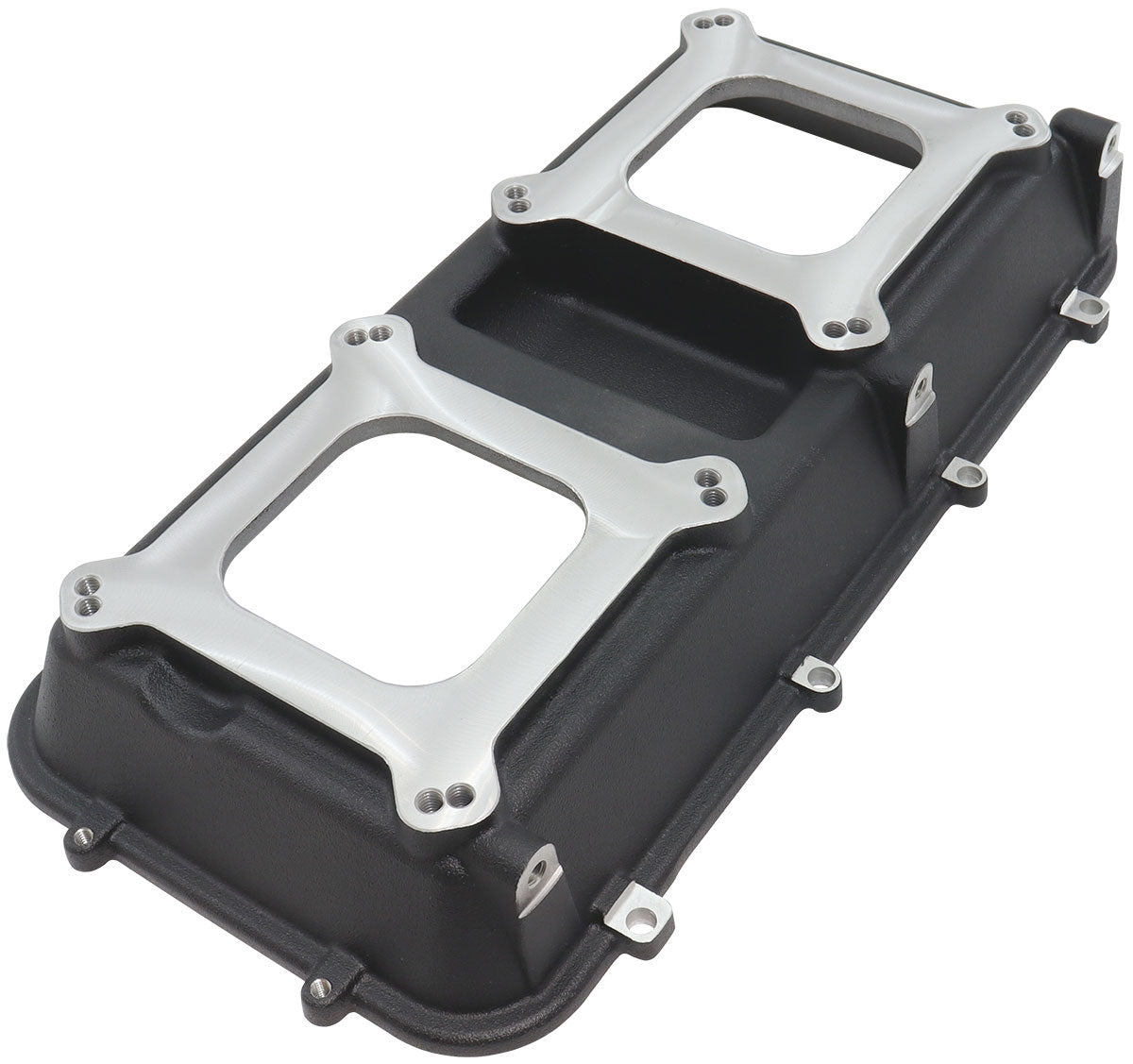 Aeroflow Top Plate with Dual Carburettor Flange For Modular Intake Manifolds, Black Finish  Suit 4150 Square Bore Carbs