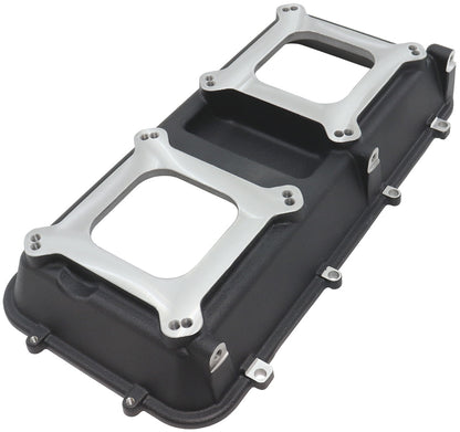 Aeroflow Top Plate with Dual Carburettor Flange For Modular Intake Manifolds, Black Finish  Suit 4150 Square Bore Carbs