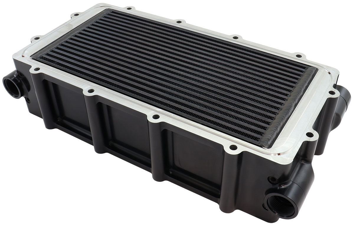 Aeroflow Water to Air Intercooler for Modular Intake Manifold  4-1/4" Tall, Black Anodized CNC Finish