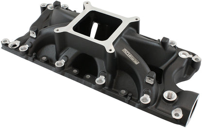 SB Ford 289-302 Windsor EFI Air Gap Single Plane Intake Manifold, Black Finish   2500 - 7500 RPM, Square Bore Carburettor Pad, Non-EGR