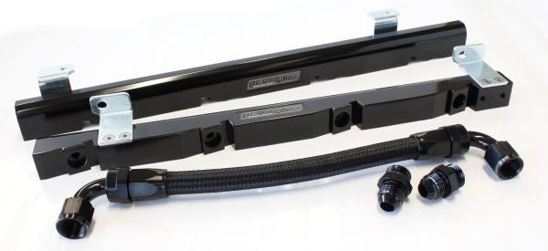 Holden 304-355 V8 Billet EFI Fuel Rails - Black  Suit 14mm Full Length Fuel Injectors, -8ORB Ports
