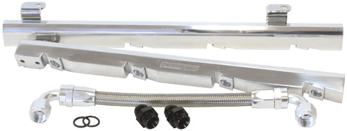Holden 304-355 V8 Billet EFI Fuel Rails - Polished  Suit 14mm Full Length Fuel Injectors, -8ORB Ports