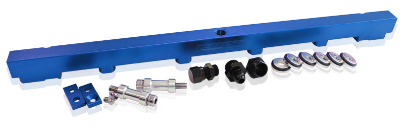 Nissan RB25 Billet EFIFuel Rail - Blue   Suit 14mm 3/4" Length and Full Length Fuel Injectors, -8ORB Ports