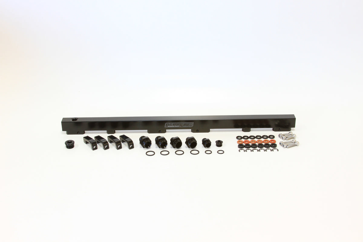 Nissan RB30 Billet EFIFuel Rail - Black   Suit 14mm Full Length Fuel Injectors, -8ORB Ports