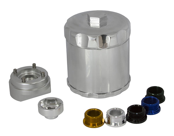 Spin On Reusable Billet Oil Filter - Silver    Suits 3/4" & 13/16" Threads