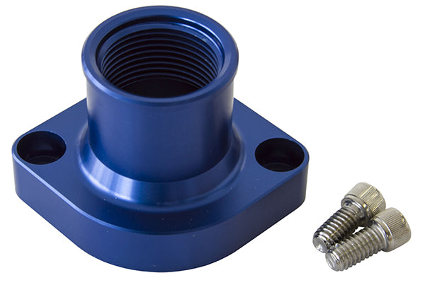 Ford Cleveland Billet Thermostat Housing - Blue   Suit Ford 302-351C in Straight up Position