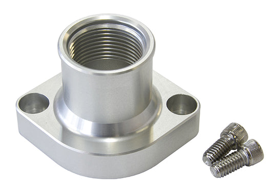 Ford Cleveland Billet Thermostat Housing - Silver   Suit Ford 302-351C in Straight up Position
