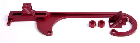 Billet Throttle Cable Bracket 4150 Style    Red Finish Return spring bracket part number AF64-2031R sold separately.