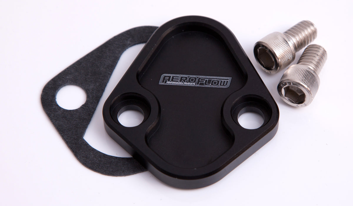 Billet Fuel Pump Block-Off Plate - Black   Suit BB Chev, Ford 289-351W, SB, BB