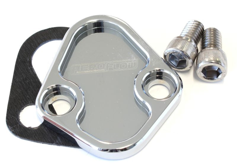 Billet Fuel Pump Block-Off Plate - Chrome   Suit BB Chev, Ford 289-351W, SB, BB