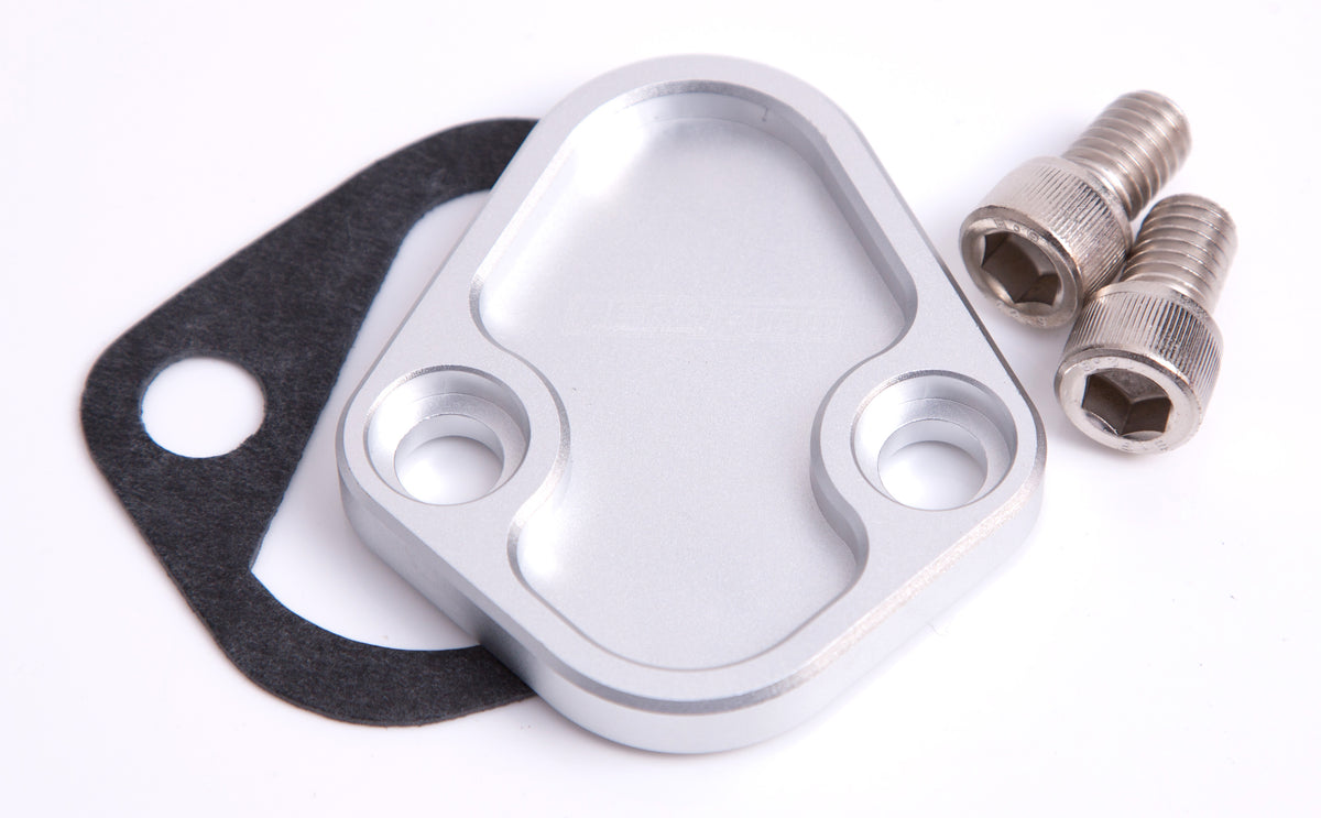Billet Fuel Pump Block-Off Plate - Silver   Suit BB Chev, Ford 289-351W, SB, BB