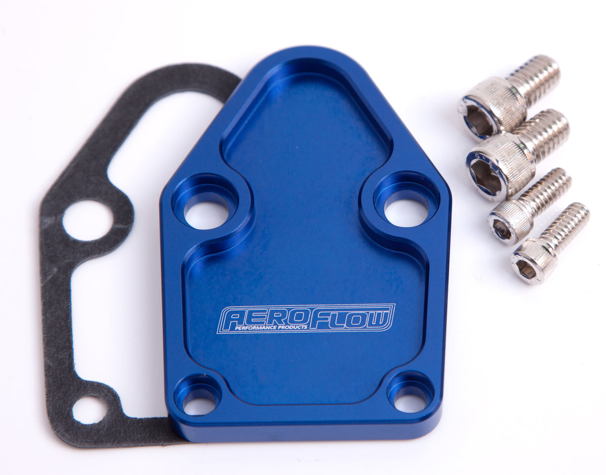 Billet Fuel Pump Block-Off Plate - Blue   Suit SB Chevy