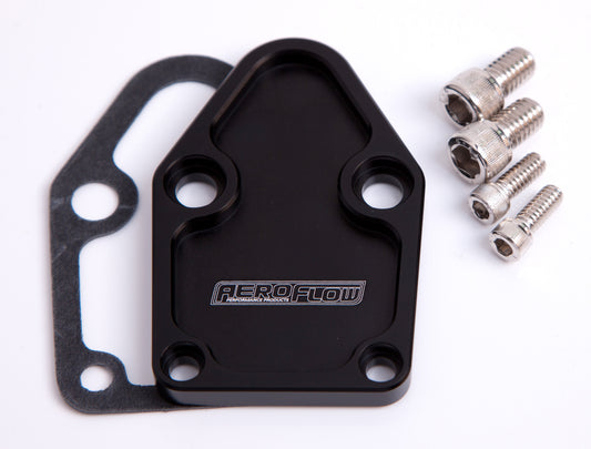Billet Fuel Pump Block-Off Plate - Black   Suit SB Chevy