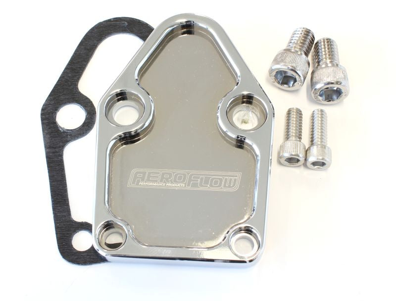 Billet Fuel Pump Block-Off Plate - Chrome   Suit SB Chevy