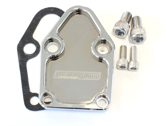 Billet Fuel Pump Block-Off Plate - Chrome   Suit SB Chevy