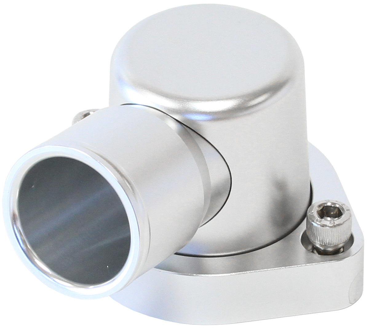 Billet 90° Thermostat Housing - Silver    Suit Ford 302-351C