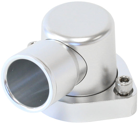 Billet 90° Thermostat Housing - Silver    Suit Ford 302-351C