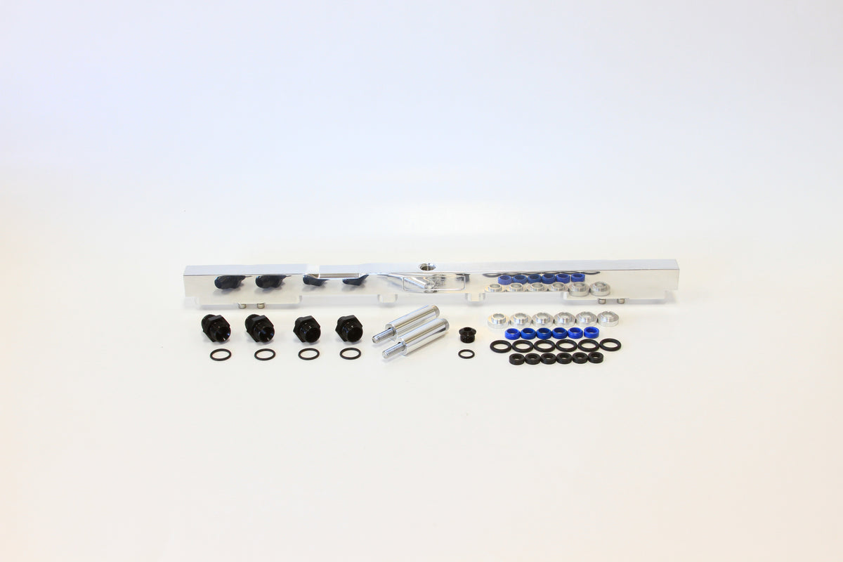Toyota 2JZ Non-VVTI Billet EFI Fuel Rail - Polished  Suit 14mm Full Length Fuel Injectors, -8ORB Ports