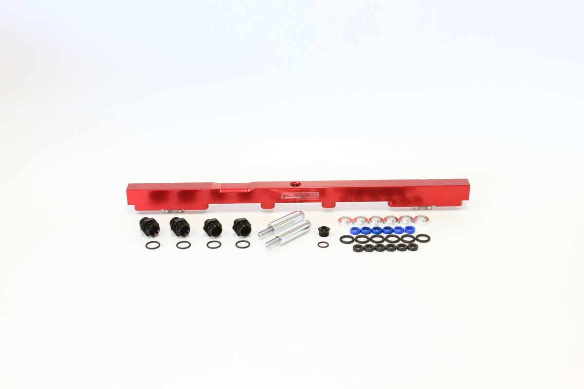 Toyota 2JZ Non-VVTI Billet EFI Fuel Rail - Red  Suit 14mm Full Length Fuel Injectors, -8ORB Ports