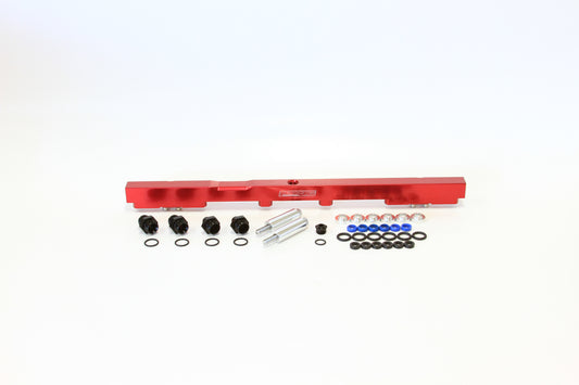 Toyota 2JZ Non-VVTI Billet EFI Fuel Rail - Red  Suit 14mm Full Length Fuel Injectors, -8ORB Ports