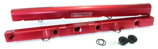 Ford Windsor 5.0L V8 Billet EFI Fuel Rail - Red  Suit 14mm Full Length Fuel Injectors, -8ORB Ports