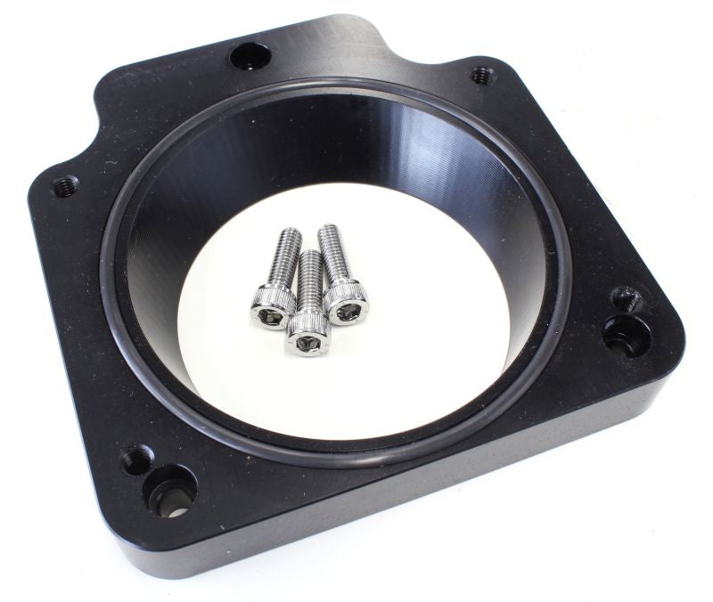 Throttle Body Adapters  Adapts 90mm Throttle Body AF64-2069 to early 3 bolt LS manifolds, Black finish