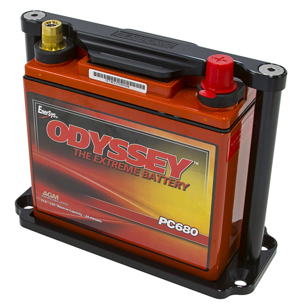 Billet Aluminium Battery Trays   Suit Odyssey ODPC680 battery, Black finish