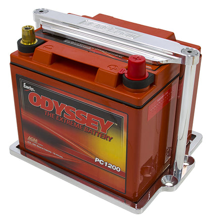 Billet Aluminium Battery Trays   Suit Odyssey ODPC1200 battery, Polished finish